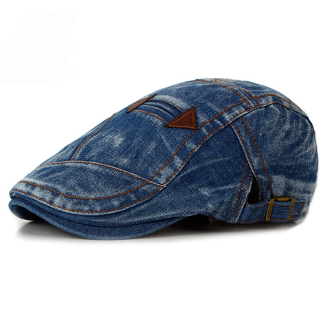 HT1195 Fashion Spring Summer Jeans Beret Hats for Men Women Quality Casual Unisex Denim Beret Cap Fitted Sun Cabbie Ivy Flat Cap ► Photo 1/6