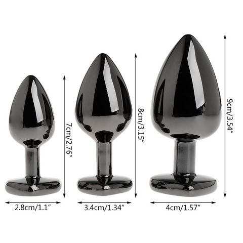 Beginner Plug Anal Aluminum Alloy Heart Shaped Rhinestone Butt Sex Toys For Dildo Anal Plug 3 Size S M L ► Photo 1/6