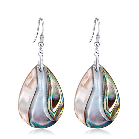 Fashion Jewelry Natural Teardrop New Zealand Abalone Shell Dangle Earrings 1Pair ► Photo 1/6
