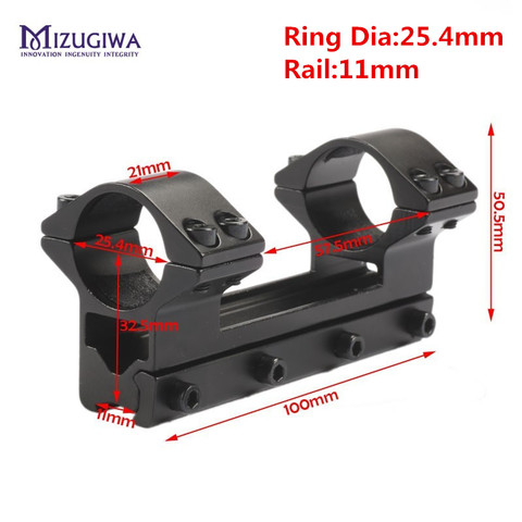 MIZUGIWA Tactical Scope Mount 25.4 mm / 30mm Double Rings One Piece Higher Mount Dovetail Ring 11mm / 20 Weaver Rail Pistol ► Photo 1/6