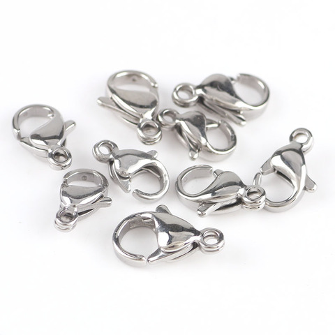 50 pieces Stainless Steel Lobster Clasps For Necklaces Bracelets Clasp DIY Jewelry Findings Accessories 9/10/11/12mm ► Photo 1/6