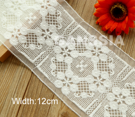 1Yard Width:12cm Exquisite flower design cotton lace,ivory color embroidered lace for garment(ss-4502) ► Photo 1/1