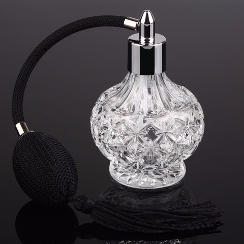 Vintage Crystal Perfume Bottle 80ml Black Long Bulb Spray Atomizer Lady Gift ► Photo 1/6
