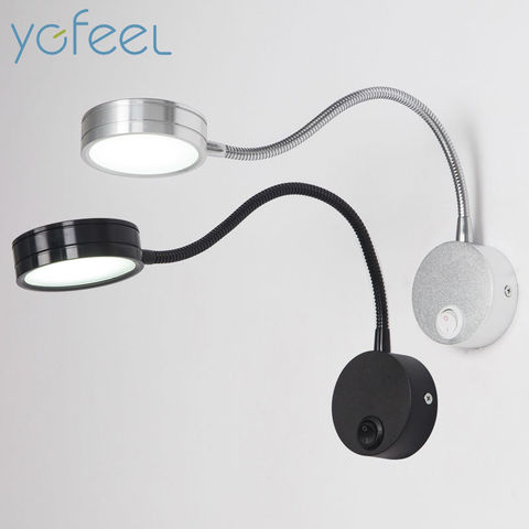 [YGFEEL] LED Wall Lamps With Knob Switch 5W AC90-260V Silver Bedroom Bedside Reading Light Direction Adjustable Indoor Lighting ► Photo 1/6