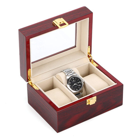 New Wood Watch Storage Boxes Case Red Wooden Watches Organizer Mechanical Watch Display Cases Jewelry Gift Box ► Photo 1/6