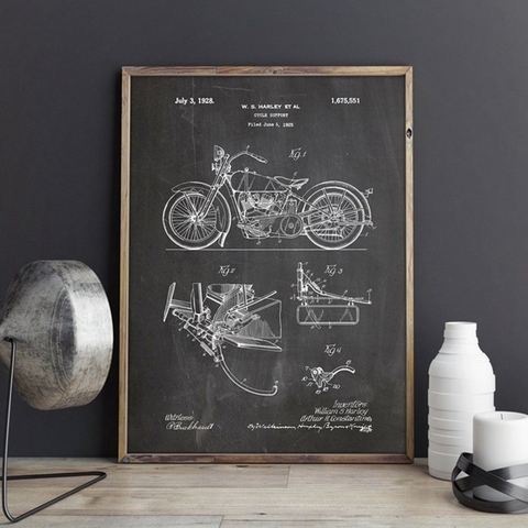 Motorcycle Patent Vintage Blueprint Poster Prints Motorcycle Artwork Science Wall Art Canvas Painting Gift Home Room Decor ► Photo 1/6