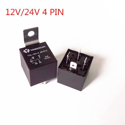 High Quality Automobile relay JD1914/JD2914 JD1912/JD2912 DC 12V/24V 40A  car relay 4pin 5pin  with Square iron piece ► Photo 1/2
