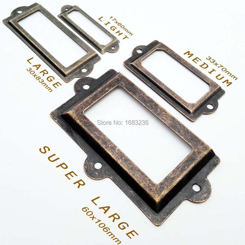 2/6Pcs Mini Large Metal Label Holder Pull Frame Handle File Name Card Holder For Furniture Cabinet Drawer Box 4 size 2 color ► Photo 1/6