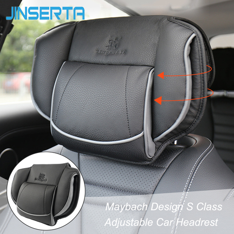 JINSERTA May bach Design S Class Headrest Neck Pillow Adjustable Head Restraint Comfortable Leather Pillow for Universal Car ► Photo 1/6