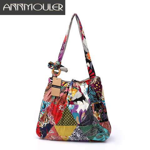 Annmouler Brand Women Shoulder Bag Cotton Fabric Handbags Adjustable Patchwork Hippie Bag Large Capacity Hobo Gypsy Purse ► Photo 1/6