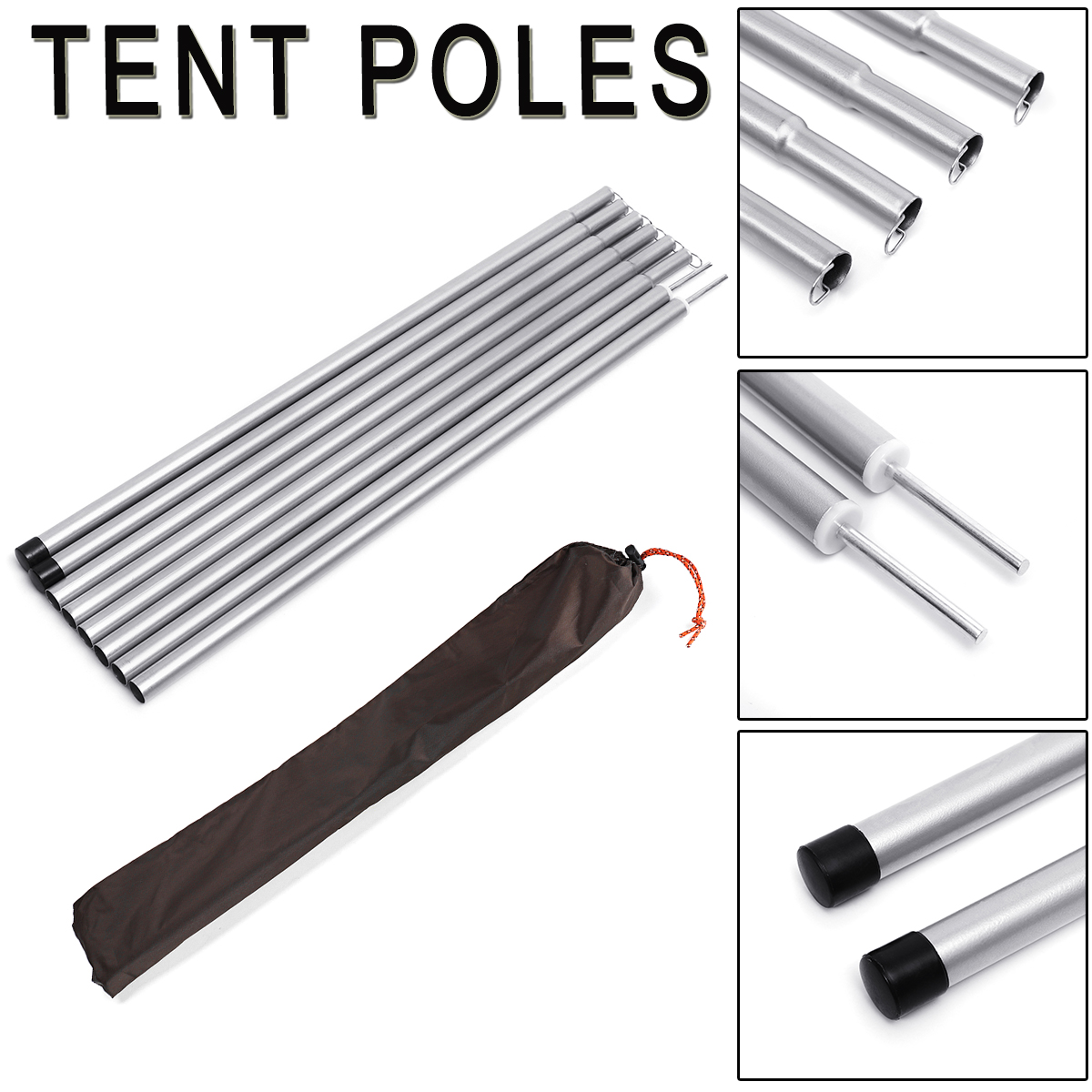 Universal 8.5mm Replacement Plastic Coated 5 Tent Pole Pack 