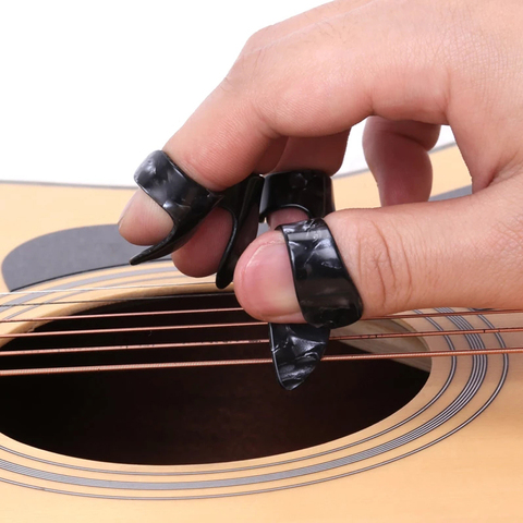 4 pcs/set 1 Thumb + 3 Finger Guitar Picks Celluloid Fingerpicks Guitar Plectrum Sheath For Acoustic Electric ► Photo 1/6