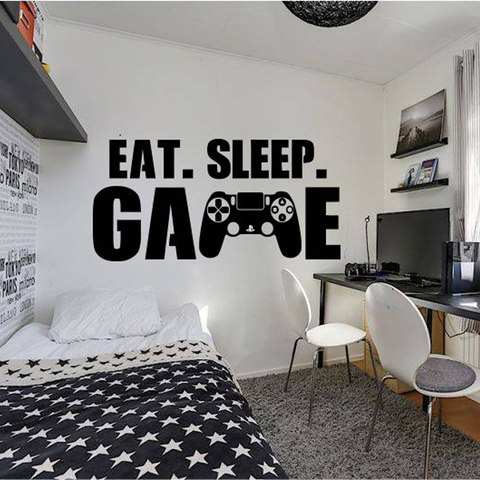 Gamer Pattern Controllers Wall Decal Quote Home Room Decor Art