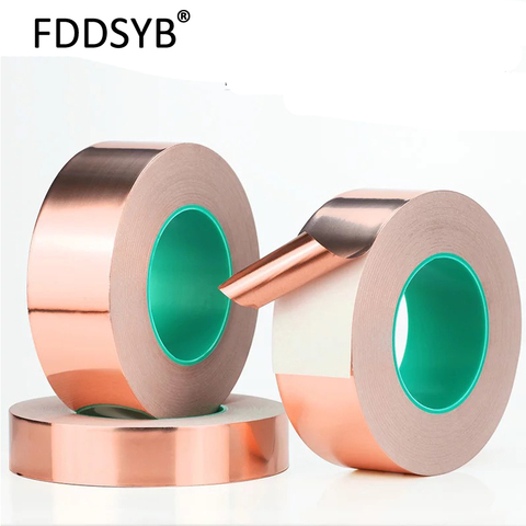 3~50mm *25M Double Sided Conduct Copper Foil Tape Mask Electromagnetic Shielding double side conductive copper foil tape ► Photo 1/3