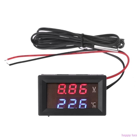 New 12V/24V LED Display Car Voltage & Water Temperature Gauge Voltmeter Thermometer ► Photo 1/6