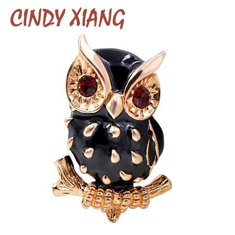 CINDY XIANG Black Enamel Owl Brooches for Women Red Eye Animal Brooch Pin Summer New Style Bird Fashion Jewelry High Quality ► Photo 1/6