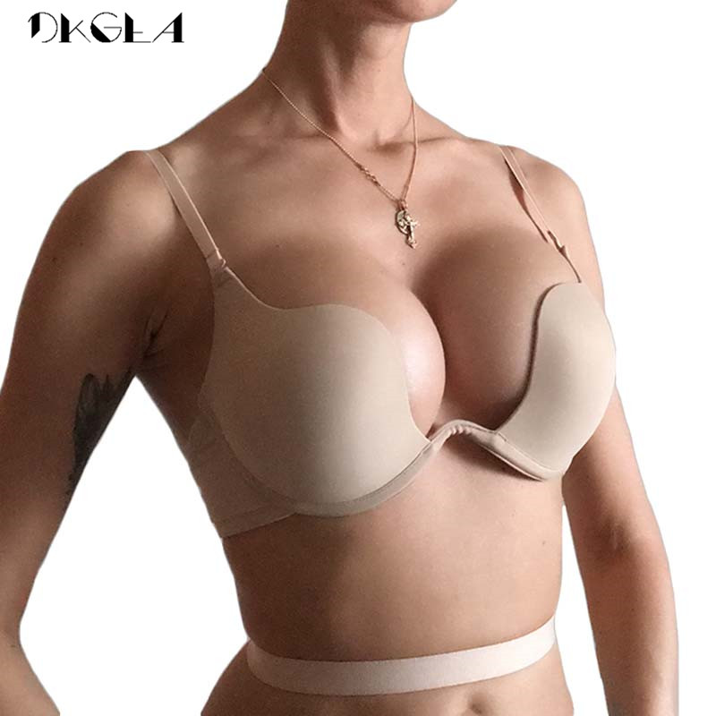 Japanese Style Deep V Push Up Bra Strapless Underwire Underwear Women Sexy  Soutien Gorge Thin Half Cup Lingerie Beauty