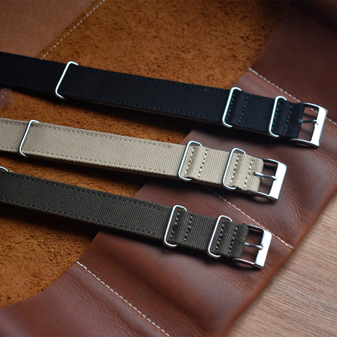 Watch Strap Canvas Watchband NATO ZULU Strap 18mm 20mm 22mm  Replacement Watch Band Wristband Suede leather KZNC01 ► Photo 1/6