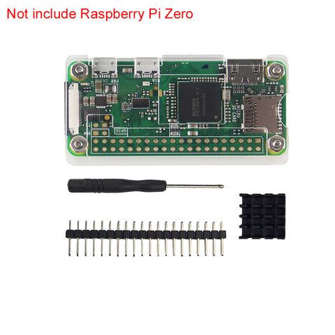 4 in 1 Raspberry Pi Zero W Case Acrylic Cover Shell + Aluminum Heat Sink +GPIO 40 Pin Connector + Screwdriver for RPI Zero Pi0 ► Photo 1/1