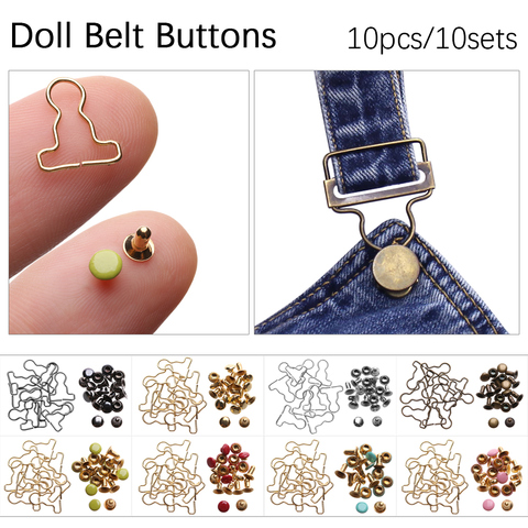 10sets Mini Doll Belt Buttons Doll Clothes DIY Metal Buckle Fit for 1/6 Dolls Girls Doll Buckles Trousers Bag Sewing Accessories ► Photo 1/6