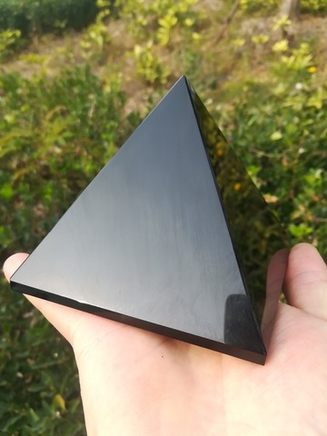 4-10cm Black Obsidian Healing Pyramid Natural Mineral Triangled Crystal Point wholesale ► Photo 1/4
