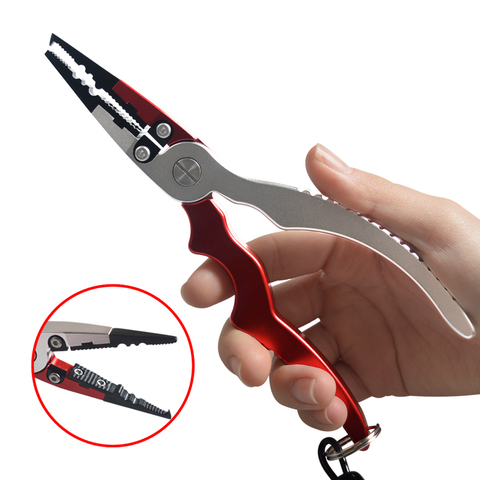 New Aluminum Alloy Fishing Pliers Split Ring Cutters Fishing Holder Tackle with Sheath & Retractable Tether Combo Hooks Remover ► Photo 1/6