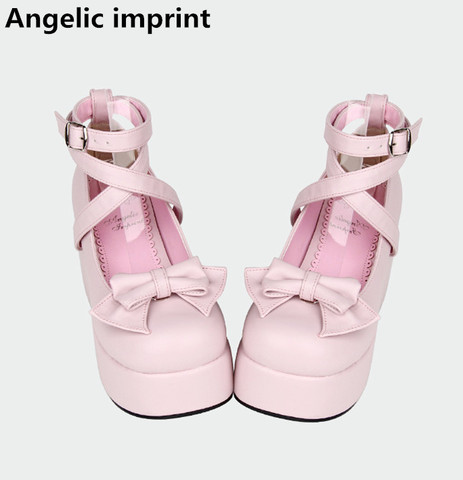 Angelic imprint new woman mori girl lolita cosplay shoes lady high wedges heels pumps women princess dress party shoes 33-47 7cm ► Photo 1/6