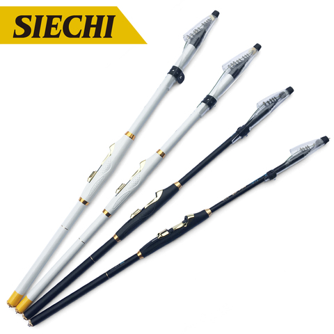 Hard 2.7/3.6/4.5/5.4/6.3Meters Rock Hand Pole Carbon Fiber Telescopic Spinning Fishing Rods Fish Tackle Black/White ► Photo 1/6