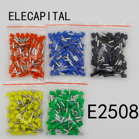 E2508 Tube insulating terminals 2.5MM2 100PCS/Pack Insulated Cable Wire Connector Insulating Crimp Terminal Connector E- ► Photo 1/6