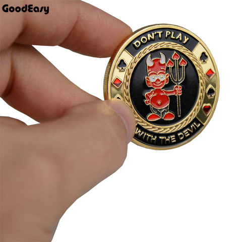 Poker Card Guard Protector Metal Token Coin with Plastic Cover Metal Poker Chip set Texas Hold'em Poker Dealer Devil Button ► Photo 1/6