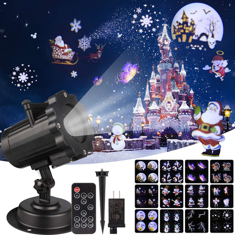 Christmas Laser Projector Animation Effect Stage Spotlight 12 Patterns IP65 Indoor/Outdoor Halloween Party Projector Laser Light ► Photo 1/6