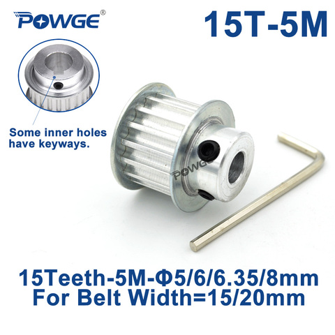 POWGE Arc 15 Teeth HTD 5M Timing Pulley Bore 5/6/6.35/8/10/12mm for Width 15/20mm HTD5M Synchronous Belt gear pulley 15Teeth 15T ► Photo 1/6