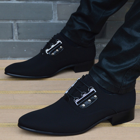 New Men Leather Shoes Breathable Lace Up Business Men Shoes High Quality Black Korea Pointed Toe Dress Shoes Flat Wedding Shoes ► Photo 1/6