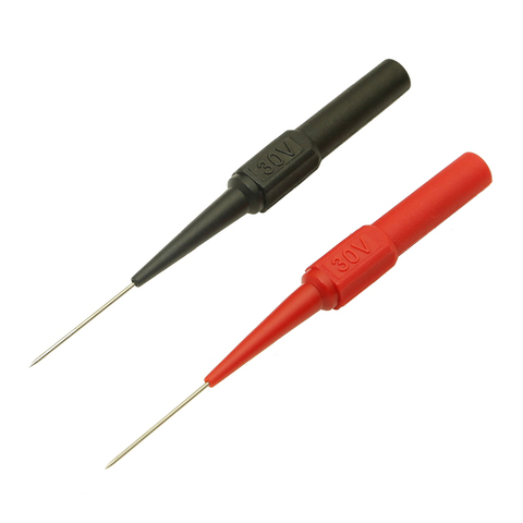 2pcs Insulation Piercing Needle Non-destructive Multimeter Test Probes Red/Black 30V-60V  For Banana Plug ► Photo 1/5