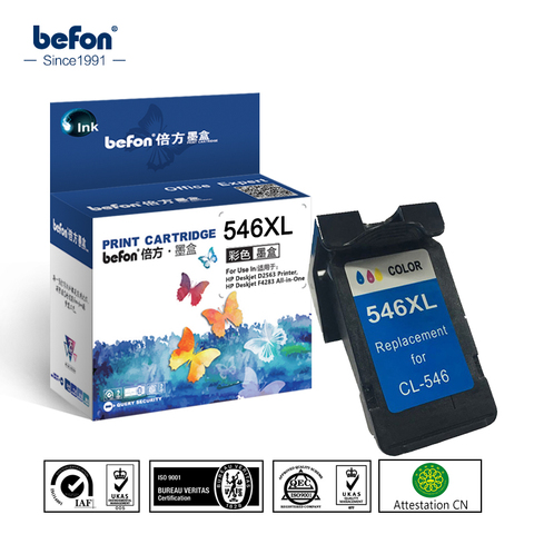 befon Re-manufactured 546XL Color Ink Cartridge Replacement for CL546 CL-546CL 546 XL for Pixma MG3050 2550 2950 MX495 IP2850 ► Photo 1/1