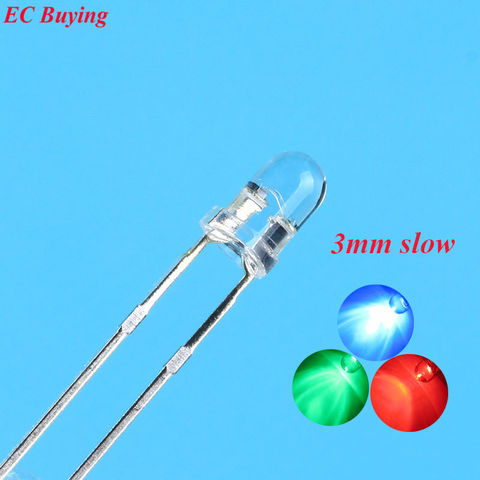 50 pcs Clear 3mm RGB  Slow Flashing Red Green Blue 3 Colors Multicolor Flicker 3 mm Light Emitting Diode LED Lamps Blinking ► Photo 1/3
