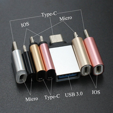 3pcs For iPhone Type-C Adapter to Micro USB / USB 3.0 Type C For iPhone/Android Data Cable Converter Adapter ► Photo 1/6