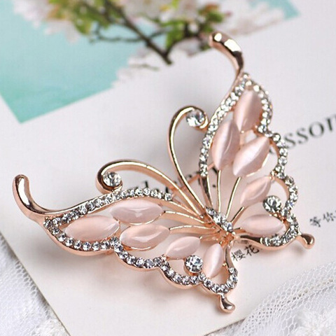 zlxgirl Gold color Butterfly Brooches Pins Accessories Fashion Women Rhinestone Brooch pins Best Bridal Jewelry Party Gifts ► Photo 1/3