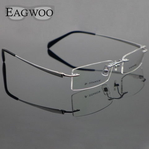 Pure Titanium Eyeglasses Rimless Optical Frame Prescription Spectacle Frameless Glasses For Men Eye glasses 11090 Slim Temple ► Photo 1/6