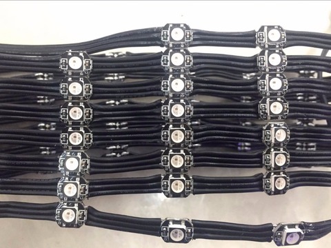 100pcs/string addressable SK6812-RGB led with heatsink;DC5V input;5cm wire spacing;with all black wire and black frame on led ► Photo 1/4