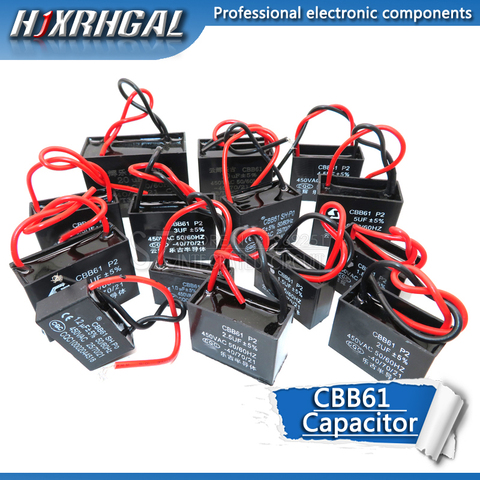 1PCS CBB61 1UF 1.5UF 2UF 2.5UF 3UF 3.5UF 4.5UF 10UF 20UF start capacitor hanging Fan soot motor air conditioner 450VAC hjxrhgal ► Photo 1/3