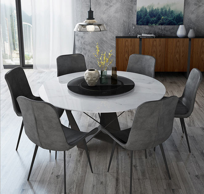 Solid Wooden Dining Room Set, Contemporary Round Dining Table Set For 6