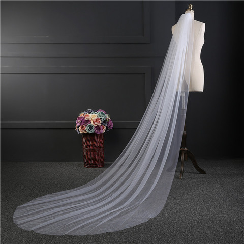 NZUK cheap Real Photos 3M or 2M White/Ivory Wedding Veil One-layer long Bridal Veil Head Veil Wedding Accessories Hot Sell ► Photo 1/6