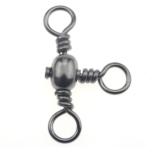 Rompin 30pcs/lot 3 Way Barrel Cross Line Fishing Swivel With Solid Ring Brass Fishing Hook Line Connector Fishing Accessories ► Photo 1/6