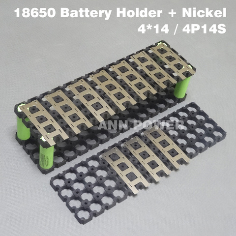 4P14S 18650 battery holder + 4P2S nickel tape used for 14S 51.8V 10Ah lithium ion battery pack 4*14 holder and 4*2 nickel belt ► Photo 1/5