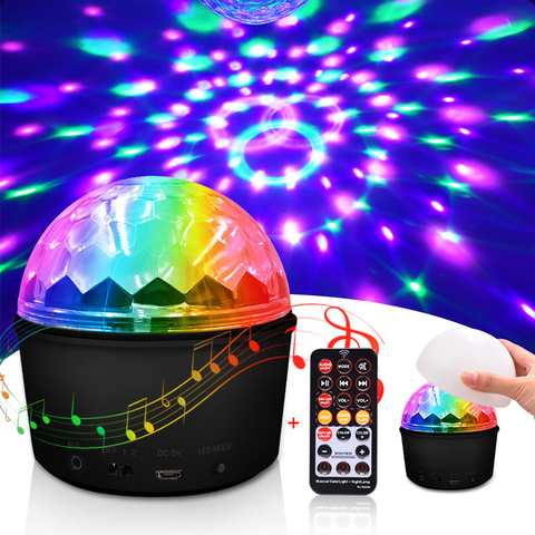 LED Disco Ball Lights 9 Colors 9W Magic Projector Stage Light Club lamp Effect Mini Wireless Bluetooth Speaker with Remote  ► Photo 1/6