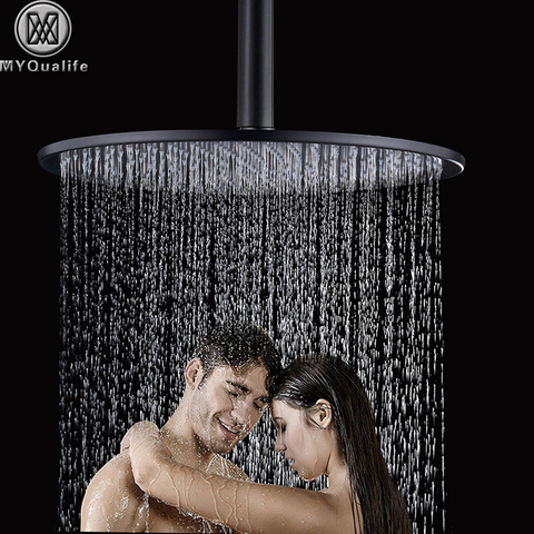 16 inch Large Rain Shower Head Ceiling Mounted Brass Shower Head with Shower Arm Black Round Shower Head Faucet Accessory ► Photo 1/6