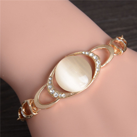 2022 Gold Color Opal Stone Beaded Pendant Bracelets and Bangles Fashion Women Heart Flower Charm Bracelet Jewelry Accessories ► Photo 1/6