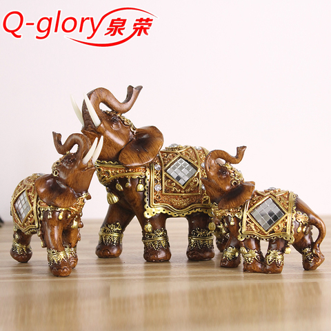 Resin Elephant Figurines Souvenir Gifts Trunk Up Fengshui Lucky Elephant crafts Garden Decoration Living Room Ornaments ► Photo 1/5