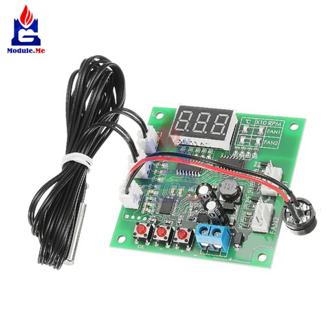 Two Way Heat Dissipation PWM Four Wires Fan Temperature Controller 12V/24V/48V Temperature Speed Display Stop Alarm Board ► Photo 1/6